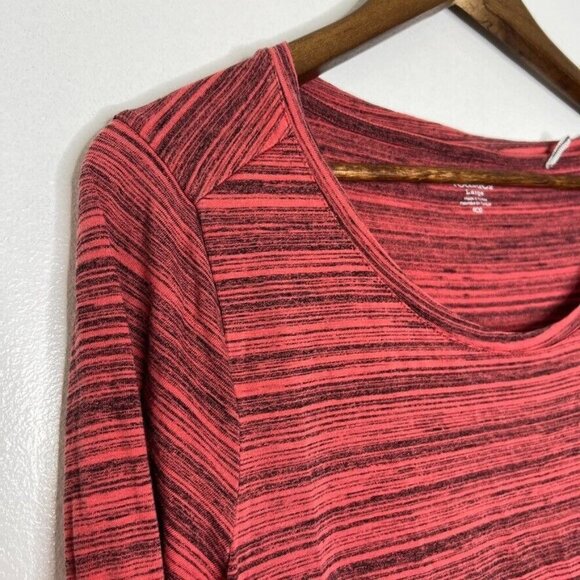 Toad&Co Red Striped Casual Tunic Shirt – Women’s L, Long Sleeve Round Neck Top - Picture 3 of 9